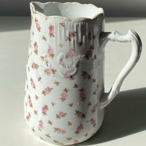Antique Unger & Schilde Porcelain Victorian Pitcher - Roschütz Germany - 16 oz